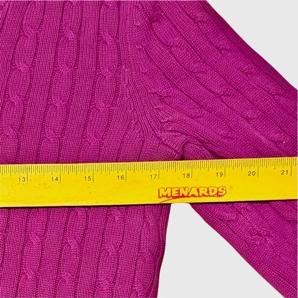 LOFT Women's V-Neck Cable Knit Sweater in Pink Plum - Picture 8 of 8